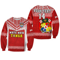 Custom Text And Number Tonga Rugby Sweatshirt Mate Maa Tonga Pacific Ngatu White - Wonder Print Shop