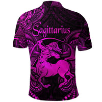 Sagittarius Zodiac Polynesian Polo Shirt Unique Style Pink LT8 - Wonder Print Shop