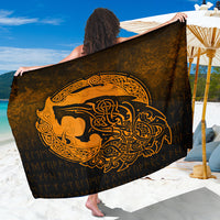 Viking Sarong - Fenrir Viking 3D Tattoo - Gold Version Sarong RLT12 - Wonder Print Shop