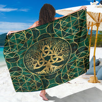 Viking Sarong - Tree Of Life with Triquetra Malachite and Gold Sarong RLT12 - Wonder Print Shop