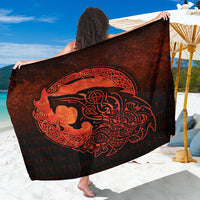 Viking Sarong - Fenrir Viking 3D Tattoo - Orange Version Sarong RLT12 - Wonder Print Shop