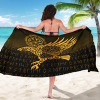 Viking Sarong - Raven Vegvisir Tattoo - Gold Version Sarong RLT12 - Wonder Print Shop