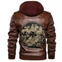 Viking Scandinavian Riders Fight Mythical Animals Leather Jacket RLT12 - Wonder Print Shop