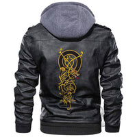 Viking Scandinavian Vintage Pattern Is In The Form Of A Twisted Dragon Leather Jacket RLT12 - Wonder Print Shop