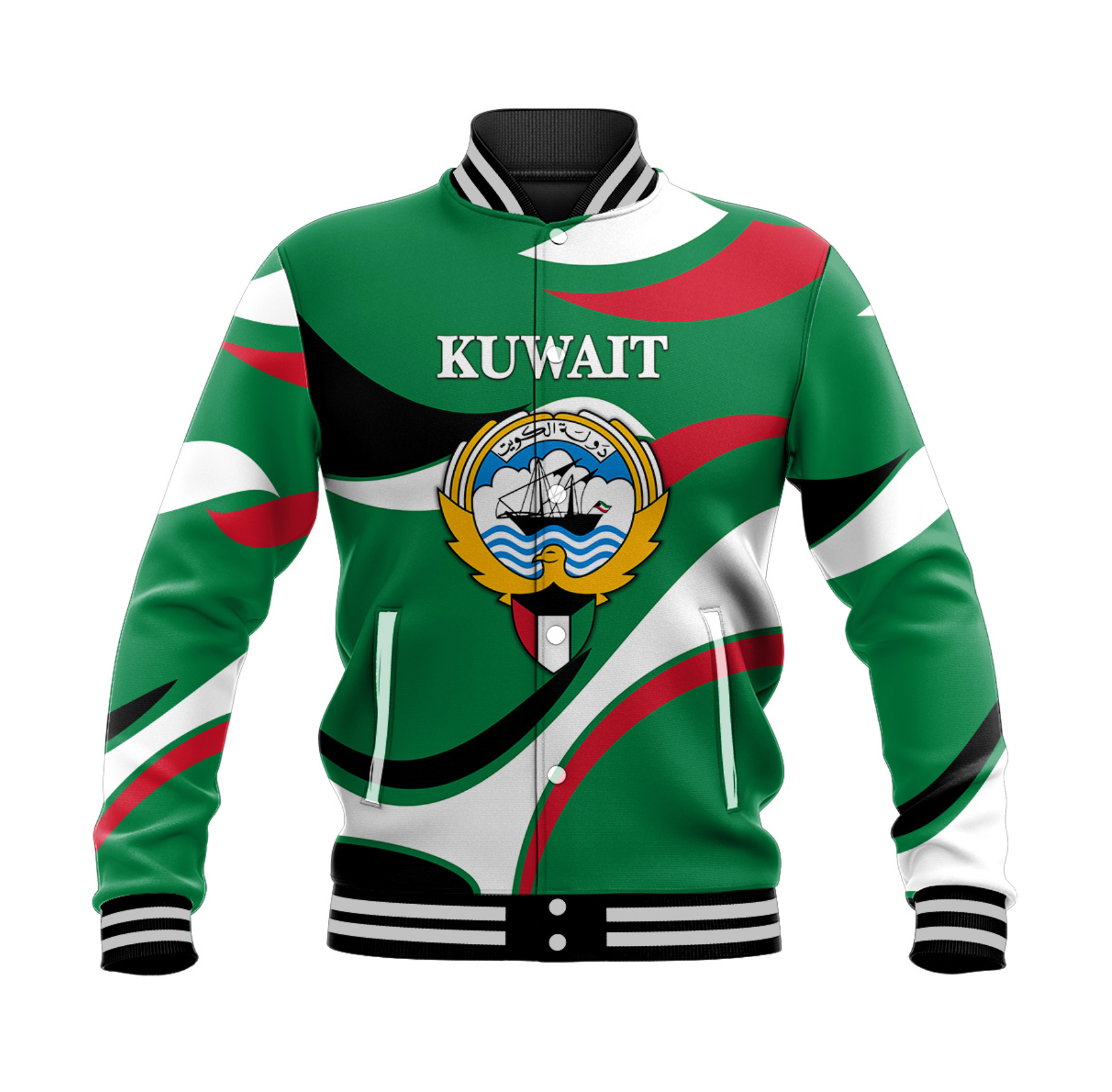 custom-personalised-kuwait-baseball-jacket-sporty-style-green