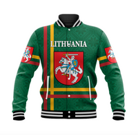 Lithuania Baseball Jacket Coat Of Arms Lietuva Flag Style - Green LT8 - Wonder Print Shop