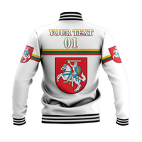(Custom Personalised) Lithuania Baseball Jacket Coat Of Arms Lietuva Flag Style - White LT8 - Wonder Print Shop