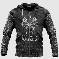 Custom Viking Clothing Viking See You In Valhalla Hoodie RLT12 - Wonder Print Shop