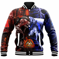 Viking Clothing Ragnar and Wolf Baseball Jacket RLT12 - Wonder Print Shop