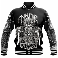 Viking Clothing Thor and Hammer Baseball Jacket RLT12 - Wonder Print Shop
