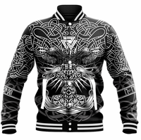 Viking Clothing Raven Helm of Awe Baseball Jacket RLT12 - Wonder Print Shop