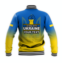 (Custom Personalised) Ukraine Baseball Jacket With Map Stand With Ukraine LT6 - Wonder Print Shop