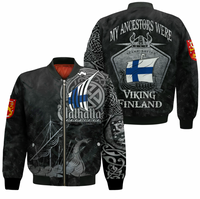 Viking Clothing Viking Finland Drakkar Sleeve Zip Bomber Jacket RLT12 - Wonder Print Shop
