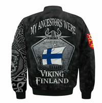 Viking Clothing Viking Finland Drakkar Sleeve Zip Bomber Jacket RLT12 - Wonder Print Shop