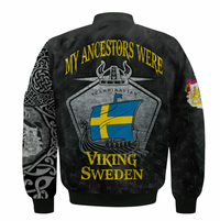 Viking Clothing Viking Iceland Sweden Sleeve Zip Bomber Jacket RLT12 - Wonder Print Shop