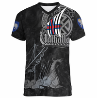 Viking Faroe Islands Drakkar V neck T shirt RLT12 - Wonder Print Shop