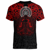 Viking Clothing Viking Odin Helm Of Awe Red V neck T shirt RLT12 - Wonder Print Shop