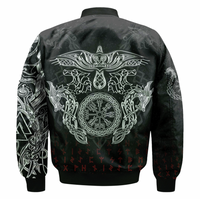 Viking Clothing Viking American Dragon Tattoo Valknut and Vegvisir Sleeve Zip Bomber Jacket RLT12 - Wonder Print Shop