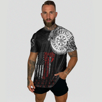 Viking Clothing Viking American Dragon Tattoo Valknut and Vegvisir T Shirt RLT12 - Wonder Print Shop