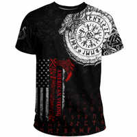 Viking Clothing Viking American Dragon Tattoo Valknut and Vegvisir T Shirt RLT12 - Wonder Print Shop