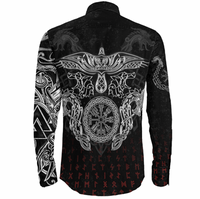 Viking Clothing Viking American Dragon Tattoo Valknut and Vegvisir Long Sleeve Button Shirt RLT12 - Wonder Print Shop