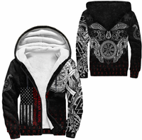 Viking Clothing Viking American Dragon Tattoo Valknut and Vegvisir Sherpa Hoodie RLT12 - Wonder Print Shop