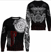 Viking Clothing Viking American Dragon Tattoo Valknut and Vegvisir Sweatshirts RLT12 - Wonder Print Shop