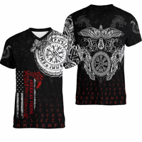 Viking Clothing Viking American Dragon Tattoo Valknut and Vegvisir T shirt RLT12 - Wonder Print Shop