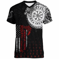 Viking Clothing Viking American Dragon Tattoo Valknut and Vegvisir T shirt RLT12 - Wonder Print Shop