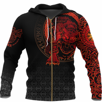 Viking Clothing Viking Fenrir Norse 3D Zip Hoodie RLT12 - Wonder Print Shop