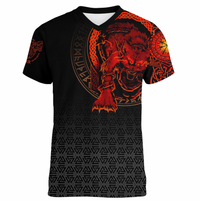 Viking Clothing Fenrir Norse 3D V neck T shirt RLT12 - Wonder Print Shop