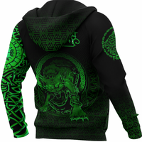 Viking Clothing Viking Fenrir Norse 3D Green Zip Hoodie RLT12 - Wonder Print Shop
