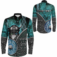 Viking Clothing Viking Cat 3D Long Sleeve Button Shirt RLT12 - Wonder Print Shop