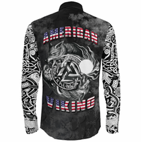 Viking Clothing Hati and Skoll Norse American Viking Long Sleeve Button Shirt RLT12 - Wonder Print Shop