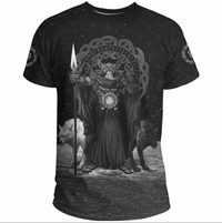 Viking Clothing Viking Odin Raven and Wolf Valknut T Shirt RLT12 - Wonder Print Shop