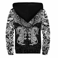 Viking Clothing Viking Dragon and Wolf Tattoo Sherpa Hoodie RLT12 - Wonder Print Shop