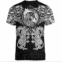 Viking Clothing Viking Dragon and Wolf Tattoo V neck T shirt RLT12 - Wonder Print Shop