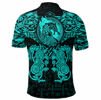 Viking Clothing Viking Dragon and Wolf Tattoo Cyan Polo Shirt RLT12 - Wonder Print Shop