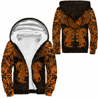 Viking Clothing Viking Dragon and Wolf Tattoo Orange Sherpa Hoodie RLT12 - Wonder Print Shop