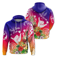 Hawaii Sunset with Hibiscus Hoodie Shaka Hang - Wonder Print Shop