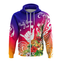 Hawaii Sunset with Hibiscus Zip Up Hoodie Shaka Hang - Wonder Print Shop