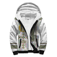 Eritrea Tilet Pattern Sherpa Hoodie Eritrean Cross - White - Wonder Print Shop