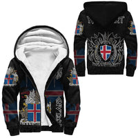 (Custom) Viking - Iceland Flag and Map Sherpa Hoodie style Viking Geri and Freki RLT12 - Wonder Print Shop