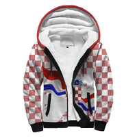Croatia Sherpa Hoodie Checkerboard Grunge Style - Wonder Print Shop