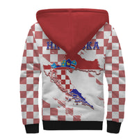 Croatia Sherpa Hoodie Checkerboard Grunge Style - Wonder Print Shop