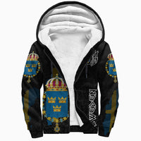 (Custom) Viking - Sweden Flag and Map (1) Sherpa Hoodie style Viking Geri and Freki RLT12 - Wonder Print Shop