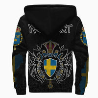 (Custom) Viking - Sweden Flag and Map (1) Sherpa Hoodie style Viking Geri and Freki RLT12 - Wonder Print Shop