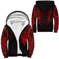 Viking Clothing Viking Compass Vegvisir Tattoo Red Version Sherpa Hoodie RLT12 - Wonder Print Shop