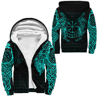 Viking Clothing Viking Compass Vegvisir Tattoo Cyan Version Sherpa Hoodie RLT12 - Wonder Print Shop