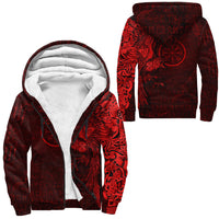 Viking Clothing Vegvisir With Raven Viking Compass Sherpa Hoodie Red Version RLT12 - Wonder Print Shop